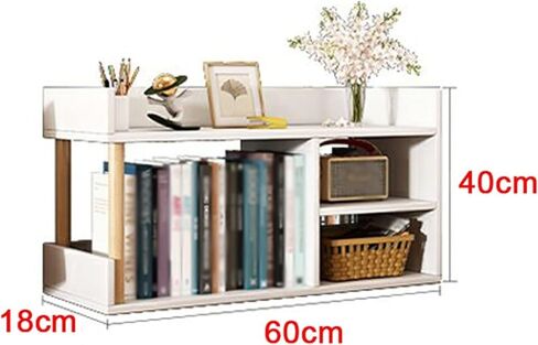 Storage Shelving Unit Desktop Organizer Wooden Rack Bookshelf Small Table Top Bookcase for Office Home in Kuwait