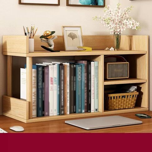 Storage Shelving Unit Desktop Organizer Wooden Rack Bookshelf Small Table Top Bookcase for Office Home in Kuwait
