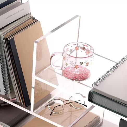 وحدة رفوف تخزين، رف كتب سطح مكتب شفاف قابل للتوسيع، منظم أكريليك صغير قابل للتعديل، سطح الطاولة، خزانة الكتب in Kuwait