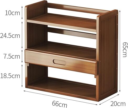 Storage Shelving Unit 3-Layer Wood Desktop Bookshelf with 1 Small Drawer Organizer Office Rack Display Shelf for Kitchen Living in Kuwait