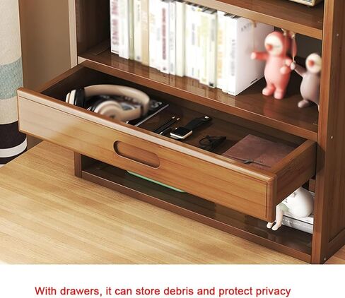 Storage Shelving Unit 3-Layer Wood Desktop Bookshelf with 1 Small Drawer Organizer Office Rack Display Shelf for Kitchen Living in Kuwait