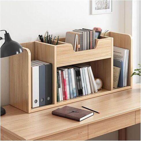Storage Shelving Unit Desktop Bookshelf Office Rack Desk Box Display Stand Wood Shelf Bookcase 39.3 x7.9 x17.7 inches in Kuwait