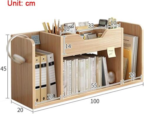 Storage Shelving Unit Desktop Bookshelf Office Rack Desk Box Display Stand Wood Shelf Bookcase 39.3 x7.9 x17.7 inches in Kuwait