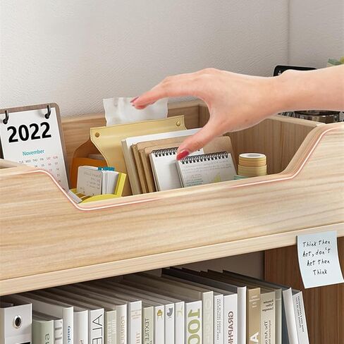 Storage Shelving Unit Desktop Bookshelf Office Rack Desk Box Display Stand Wood Shelf Bookcase 39.3 x7.9 x17.7 inches in Kuwait