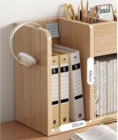 Storage Shelving Unit Desktop Bookshelf Office Rack Desk Box Display Stand Wood Shelf Bookcase 39.3 x7.9 x17.7 inches in Kuwait