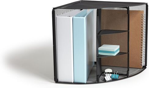 TRU RED Wire Mesh Corner Desk Organizer, 4‑Compartment – Space‑Saving Desktop Storage for Files & Office Supplies in Kuwait