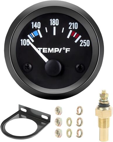 Car Water Temp Gauge, 2 Inch 52mm 100-250℉ Water Temperature Thermometer with LED Backlight & Sensor, DC12V Automotive Temp Gauge Meter Kit, Universal for Truck Sedan Motorcycle in Kuwait