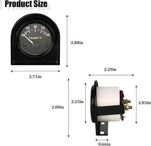 Car Water Temp Gauge, 2 Inch 52mm 100-250℉ Water Temperature Thermometer with LED Backlight & Sensor, DC12V Automotive Temp Gauge Meter Kit, Universal for Truck Sedan Motorcycle in Kuwait