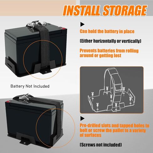 Small Battery Tray with Adjustable Strap - Fits 12V-6V / 6AH 7AH 8AH 9AH 12AH 15AH Batteries & More for ATV, Motorcycle, Boat, Generator in Kuwait