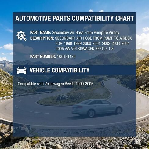 مجموعة خرطوم الهواء الثانوية من المضخة إلى صندوق الهواء المتوافقة مع Volkswagen Beetle 1.8L 1999 2000 2001 2002 2003 2004 2005 استبدال أنبوب الضباب الدخاني لحقن الهواء in Kuwait