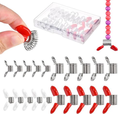 20 Pcs Bead Clamps for Jewelry Making Creative Bead Wire Ends to Prevent Beads from Falling, Spring Steel, Mini Spring Clamps Beading Tools Jewelry Tool for DIY Bracelets Necklaces with Case in Kuwait