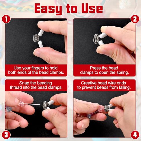 20 Pcs Bead Clamps for Jewelry Making Creative Bead Wire Ends to Prevent Beads from Falling, Spring Steel, Mini Spring Clamps Beading Tools Jewelry Tool for DIY Bracelets Necklaces with Case in Kuwait