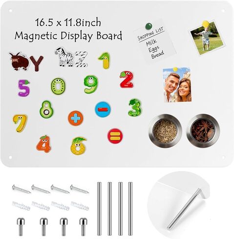 Magnetic Board 16.5" x 11.8" Metal Magnet Bulletin Board Memo Display Boards with Support Screws for Desk Wall in Kuwait