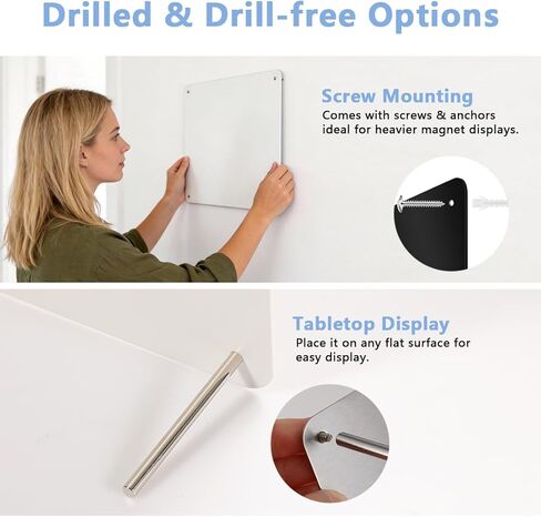 Magnetic Board 16.5" x 11.8" Metal Magnet Bulletin Board Memo Display Boards with Support Screws for Desk Wall in Kuwait