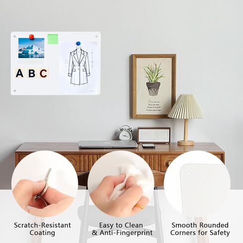 Magnetic Board 16.5" x 11.8" Metal Magnet Bulletin Board Memo Display Boards with Support Screws for Desk Wall in Kuwait