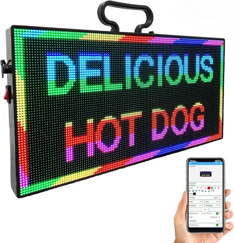 P3 Indoor Portable LED Digital Board 15“x7", for Airport Pickups, Concerts, and Street Food WiFi Controlled Programmable Sign Custom Text, Simple Icons, Menu Board LED Scrolling Sign Handheld Business Message Board in Kuwait