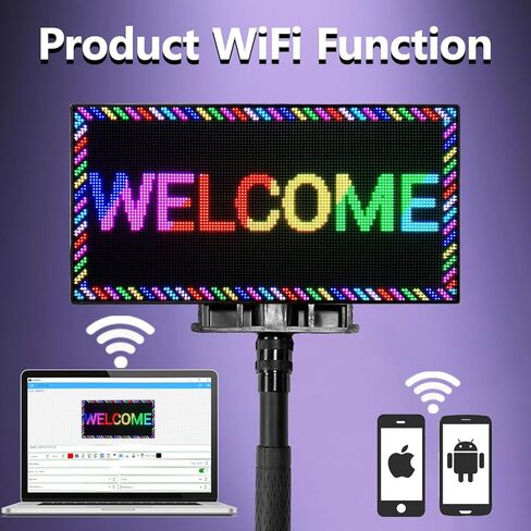 P3 Indoor Portable LED Digital Board 15“x7", for Airport Pickups, Concerts, and Street Food WiFi Controlled Programmable Sign Custom Text, Simple Icons, Menu Board LED Scrolling Sign Handheld Business Message Board in Kuwait