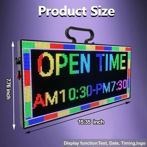 P3 Indoor Portable LED Digital Board 15“x7", for Airport Pickups, Concerts, and Street Food WiFi Controlled Programmable Sign Custom Text, Simple Icons, Menu Board LED Scrolling Sign Handheld Business Message Board in Kuwait