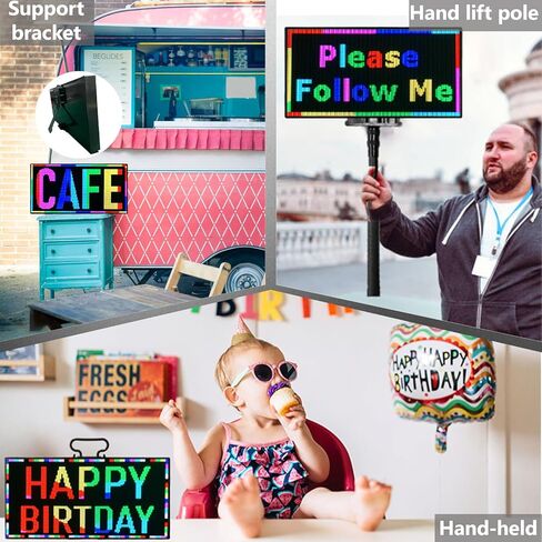 P3 Indoor Portable LED Digital Board 15“x7", for Airport Pickups, Concerts, and Street Food WiFi Controlled Programmable Sign Custom Text, Simple Icons, Menu Board LED Scrolling Sign Handheld Business Message Board in Kuwait