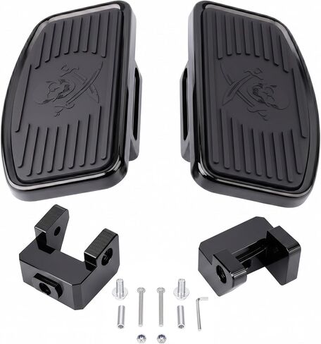 Adjustable Driver Rider Floorboards for Can-am Spyder F3 F3-S F3-T 2015-2025 Large Front Foot Pegs Footrests with Anti-Slip Rubber (Skull Pattern-Black) in Kuwait