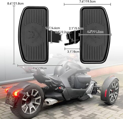 Driver Floorboards Foot Rest Rider Footboards for Can-Am Ryker 600 900, Rally Edition, Sport 2019+ Accessories (Dual Blade Skull, Black) in Kuwait