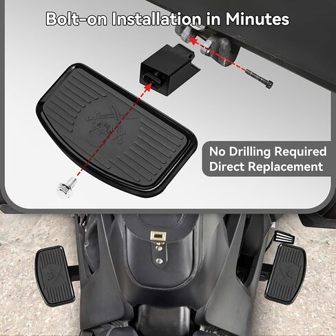 Driver Floorboards Foot Rest Rider Footboards for Can-Am Ryker 600 900, Rally Edition, Sport 2019+ Accessories (Dual Blade Skull, Black) in Kuwait
