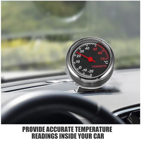 Happyyami 2pcs Metal Car Temperature Meter Mechanical Thermometers for Automotive Dashboard, Portable Vehicle Temperature Gauge with Display for Interior Use in Kuwait
