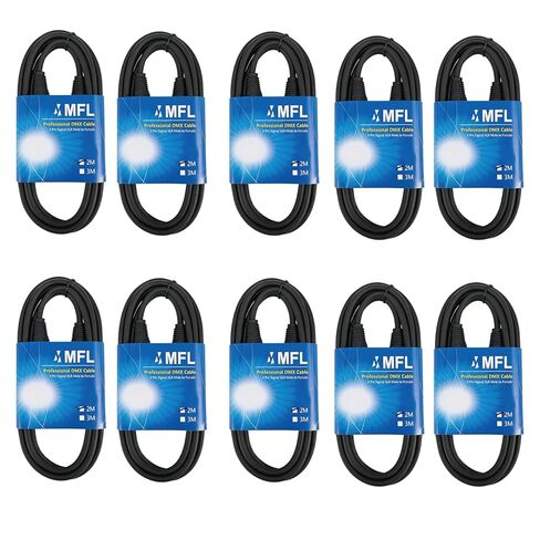 MFL. 10 ft Flexible DMX Cable 3 Pin Signal XLR Male to Female Cable Wire for Stage Lighting DJ Lights, 22 AWG,110 Ohms Impedance, Black, 10 Pack in Saudi Arabia