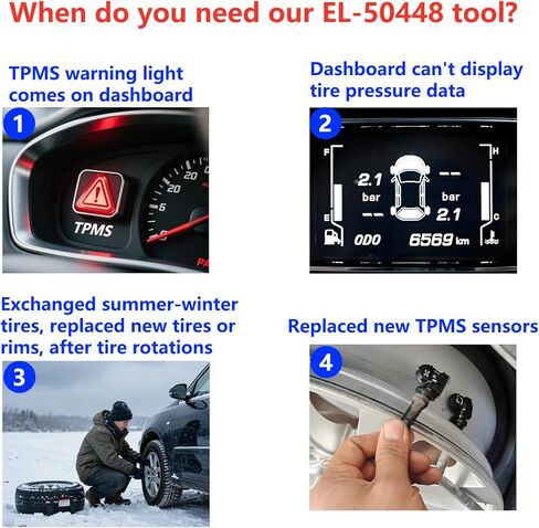 EL-50448 Chevy TPMS Reset Tool – Includes Installed Battery – GM TPMS Relearn Tool Car Air Sensor Reset Tool Tire Pressure Reset Car Tire Sensor Reset Tool for GMC Buick Cadillac for 100+ GM Models in Kuwait