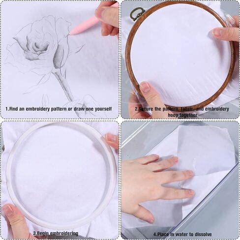 60 Pcs Water Soluble Stabilizer 8"x12" Water Soluble Stabilizer for Embroidery Clear Wash Away Stabilizers for Print or Draw Patterns for Hand & Machine Embroidery in Kuwait