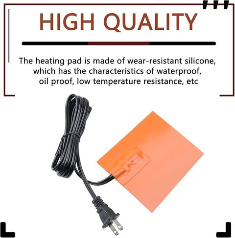 4 x 5in Car Engine Silicone Pad Heater - Self-Adhesive, Oil Pan Heater Pad Car Truck Oil Pan Heater Pad for Metal Surface with 194°F Thermal Protector & 68" Power Cord（150W 120V in Kuwait