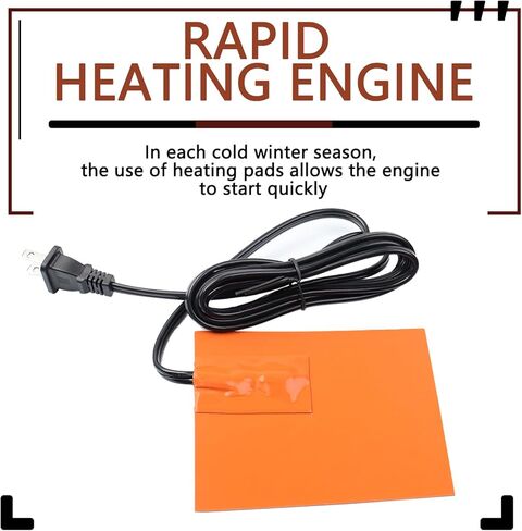 4 x 5in Car Engine Silicone Pad Heater - Self-Adhesive, Oil Pan Heater Pad Car Truck Oil Pan Heater Pad for Metal Surface with 194°F Thermal Protector & 68" Power Cord（150W 120V in Kuwait