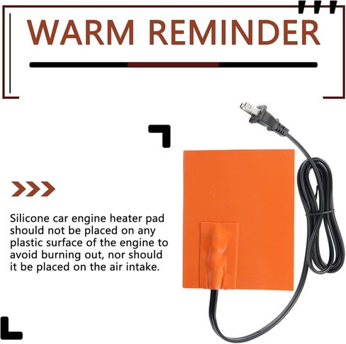 4 x 5in Car Engine Silicone Pad Heater - Self-Adhesive, Oil Pan Heater Pad Car Truck Oil Pan Heater Pad for Metal Surface with 194°F Thermal Protector & 68" Power Cord（150W 120V in Kuwait