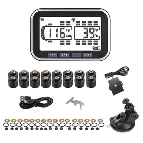 TPMS بالطاقة الشمسية 4.5 بوصة، أجهزة استشعار عالية الدقة 0-199 رطل لكل بوصة مربعة، ملحقات RV للمقطورة، المنزل المتنقل، مراقبة ضغط إطارات السيارة ودرجة الحرارة (22 جهاز استشعار) in Kuwait