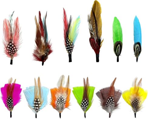 12 Pcs Natural Hat Feathers, Craft Feathers, Feathers for Crafting, Assorted Color Accessories for Men Women Fedora, Cowboy Hats, Trilby Hats, Brooches, Table Decor & DIY Projects in Kuwait