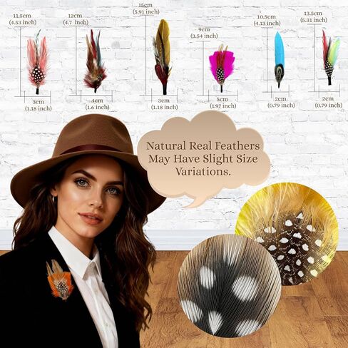 12 Pcs Natural Hat Feathers, Craft Feathers, Feathers for Crafting, Assorted Color Accessories for Men Women Fedora, Cowboy Hats, Trilby Hats, Brooches, Table Decor & DIY Projects in Kuwait