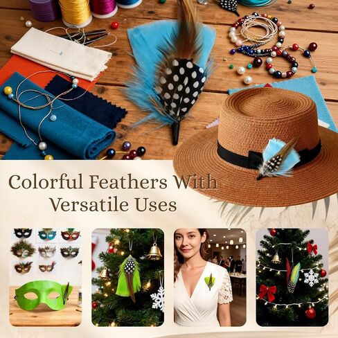12 Pcs Natural Hat Feathers, Craft Feathers, Feathers for Crafting, Assorted Color Accessories for Men Women Fedora, Cowboy Hats, Trilby Hats, Brooches, Table Decor & DIY Projects in Kuwait