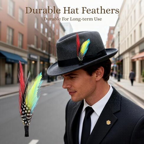 12 Pcs Natural Hat Feathers, Craft Feathers, Feathers for Crafting, Assorted Color Accessories for Men Women Fedora, Cowboy Hats, Trilby Hats, Brooches, Table Decor & DIY Projects in Kuwait