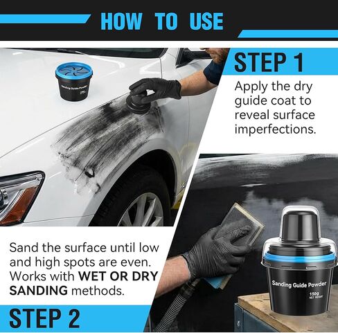 5.3 oz(150g) Black Dry Guide Coat Powder for Guide Coat Auto Body Sanding, Highlights Scratches & Low Spots, Works for Wet & Dry Sanding (Includes Clear Lid, Nitrile Gloves)(1 Pack) in Kuwait