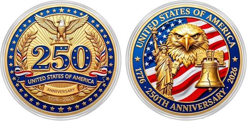 250 Anniversary USA Merchandise Challenge Coin Commemorative Coins for Patriotic Celebration Veterans Gift and History Collectors in Kuwait