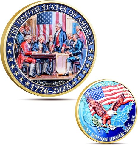 USA 250th Anniversary Commemorative Coin 1776 2026 American Eagle & Liberty Bell Patriotic Collectible 250 Years of Freedom Challenge Coin America 250 Souvenir Gift in Kuwait