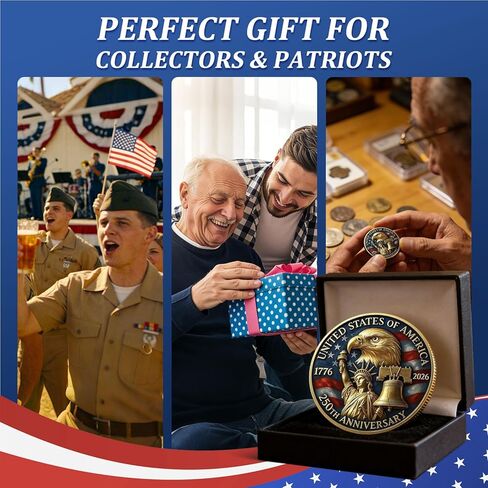 USA 250th Anniversary Commemorative Coin 1776 2026 American Eagle & Liberty Bell Patriotic Collectible 250 Years of Freedom Challenge Coin America 250 Souvenir Gift in Kuwait