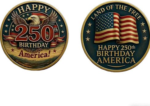 USA 250th Anniversary Commemorative Coin 1776 2026 American Eagle & Liberty Bell Patriotic Collectible 250 Years of Freedom Challenge Coin America 250 Souvenir Gift in Kuwait