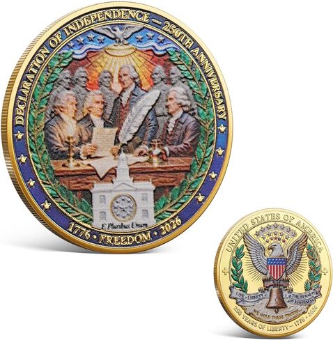 USA 250th Anniversary Commemorative Coin 1776 2026 American Eagle & Liberty Bell Patriotic Collectible 250 Years of Freedom Challenge Coin America 250 Souvenir Gift in Kuwait