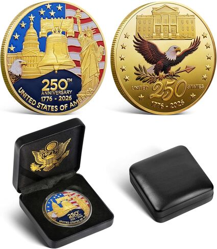 USA 250th Anniversary Commemorative Coin 1776 2026 American Eagle & Liberty Bell Patriotic Collectible 250 Years of Freedom Challenge Coin America 250 Souvenir Gift in Kuwait
