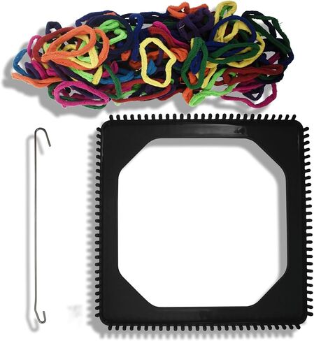 Pepperell Crafts Potholder Weaving Loom Kit | 10" X 10" Plastic Loom | Premium Cotton Weaving Loops | Makes 2 Large Potholders in Kuwait