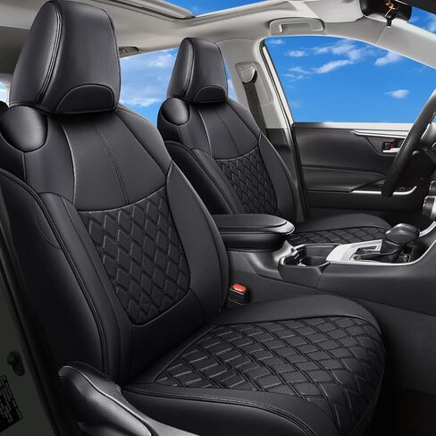 أغطية مقاعد السيارة Huidasource مناسبة لمجموعة Toyota RAV4 الكاملة، واقي مقعد جلدي مناسب لـ 2019-2024 Toyota Rav4 XLE LE XLE Premium Limited (ليس للهجين/المغامرة/TRD للطرق الوعرة/Prime، أسود وأزرق) in Saudi Arabia