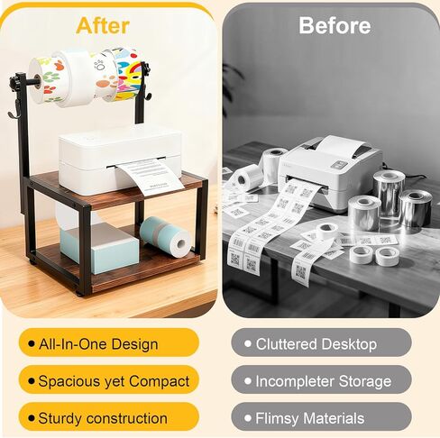 13.3"x10.5"x7.8"Label Holder for Rolls & Fan-Fold Labels,Desktop Thermal Printer Stand Adjustable Balance Screws forLabel Sticker Dispenser Ideal for Home/Office and Small Business & Warehouse in Kuwait
