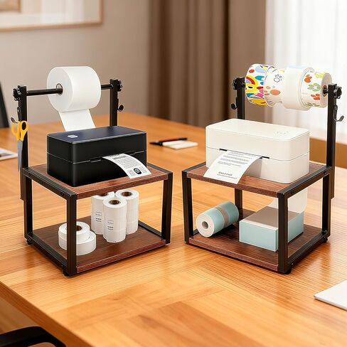 13.3"x10.5"x7.8"Label Holder for Rolls & Fan-Fold Labels,Desktop Thermal Printer Stand Adjustable Balance Screws forLabel Sticker Dispenser Ideal for Home/Office and Small Business & Warehouse in Kuwait