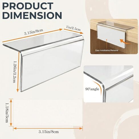Acrylic Shelf Label Holder, ELEMGULY 20 Pack L-Shape Rigid Shelf Label Holders for Library Office School, Shelf Sign Holder, Price Display Stand with Label Inserts for Store, Supermarket in Kuwait